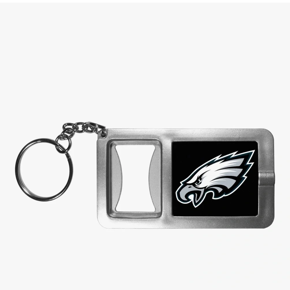 🆕 Philadelphia Eagles Flashlight Key Chain With Bottle Opener